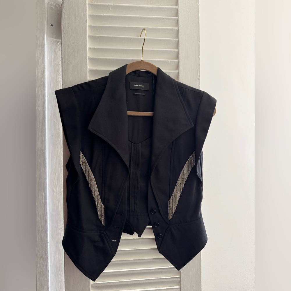 Isabel Marant Black Structured Vest with Architectural Design. NEW. Size 36